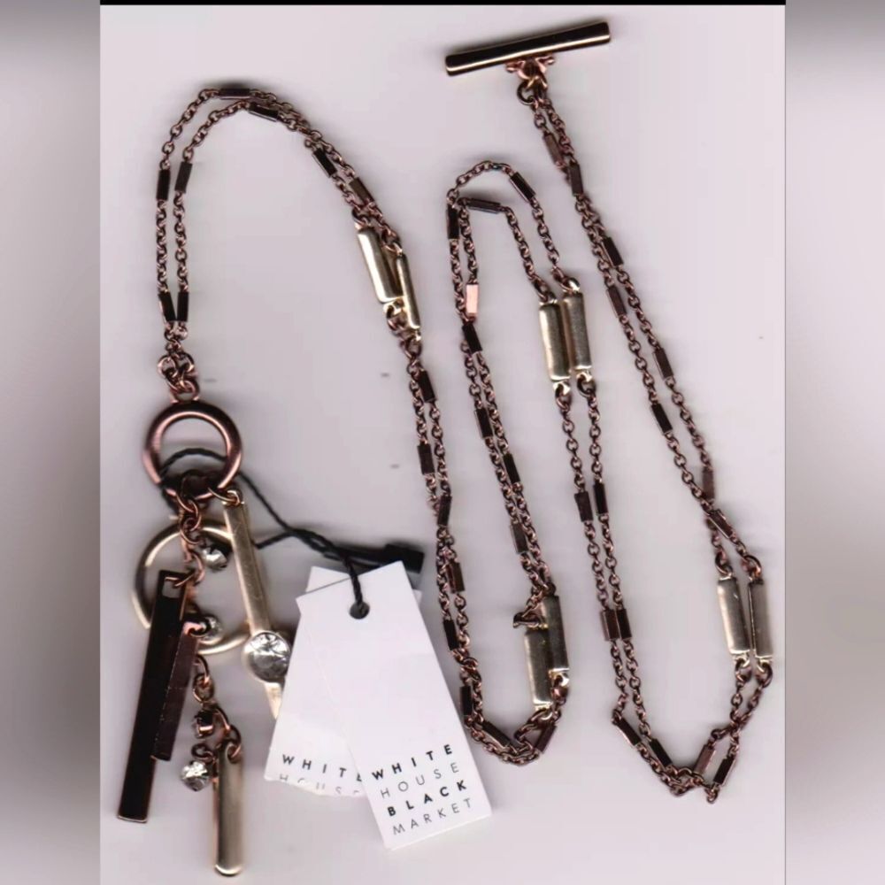 WHITE HOUSE BLACK MARKET CONVERTIBLE CHARM PENDANT CHOCOLATE NECKLACE NWT 18 3/8